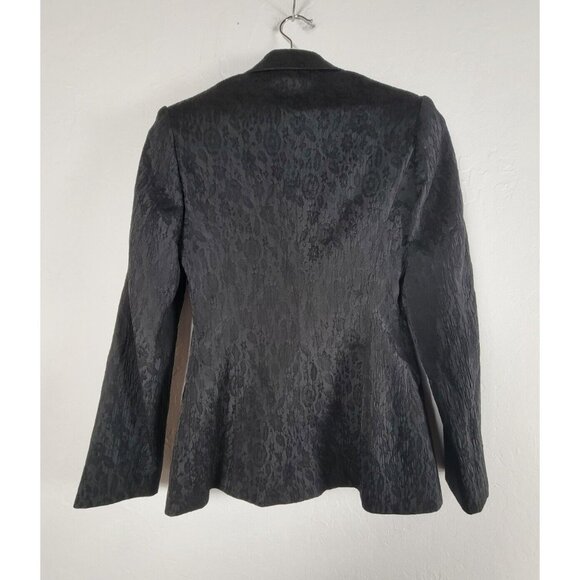 Charles Gray London For Savvy Womens Small Black Jacquard Single-Button Blazer - Picture 2 of 7